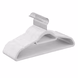 SONGMICS Cintre Velours Lot de 50 Antiglisse avec Barre Crochet Pivotant à 360° Épaisseur 06 cm Gain de Place Blanc