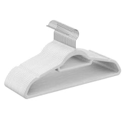 SONGMICS Cintre Velours Lot de 50 Antiglisse avec Barre Crochet Pivotant à 360° Épaisseur 06 cm Gain de Place Blanc