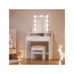 Description générale Découvrez notre coiffeuse blanche avec miroir à ampoules, alliant design moderne et fonctionnalité. Avec ...
