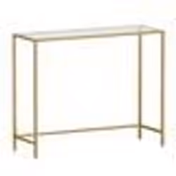 Table console en verre trempé - VASAGLE - Doré - 100 x 35 x 80 cm - Pieds réglables