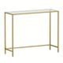 Table console en verre trempé - VASAGLE - Doré - 100 x 35 x 80 cm - Pieds réglables