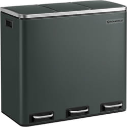 Songmics - Poubelle Cuisine, 3 x 18L, Poubelle de Tri, 3 Compartiments, Déchets, Compost, Couvercles à Fermeture en Douceur, Pédales, Seaux