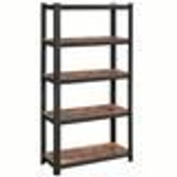 SONGMICS Étagère à 5 Niveaux 150 x 75 x 30 cm Charge 650 kg Style industriel Planches réglables Noir Marron Rustique