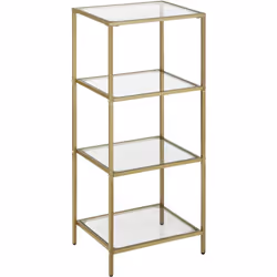 Description générale Cette étagère de rangement à 4 niveaux allie style minimaliste et praticité. Avec sa teinte dorée et son ...