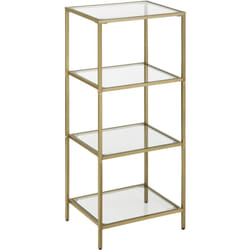 Songmics - vasagle Étagère de Rangement pour Salle de Bain, Meuble de Rangement en Verre Trempé, à 4 Niveaux, Facile à Assembler, pour Salon,