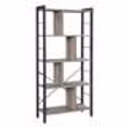 VASAGLE Bibliothèque à 4 niveaux 74 x 30 x 1545 cm Étagère de rangement style industriel Grège et Noir LBC012B02