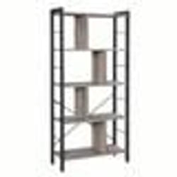 VASAGLE Bibliothèque à 4 niveaux 74 x 30 x 1545 cm Étagère de rangement style industriel Grège et Noir LBC012B02