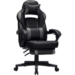 Songmics - Fauteuil gamer OBG073B03 - Gris et noir - Chaise gaming - Siège de bureau réglable - Avec repose-pieds télescopique - Ergonomique
