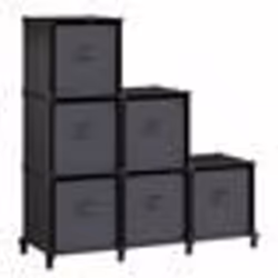 Meuble de Rangement - SONGMICS - 6 Compartiments - Modulable - Noir et Gris