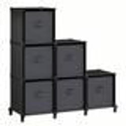 Meuble de Rangement - SONGMICS - 6 Compartiments - Modulable - Noir et Gris