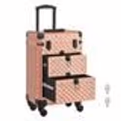 Valise de Maquillage - SONGMICS - 2 Tiroirs - Roulette Pivotante - Doré Champagne