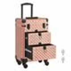 Valise de Maquillage - SONGMICS - 2 Tiroirs - Roulette Pivotante - Doré Champagne