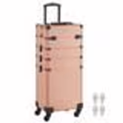 Valise de Maquillage Professionnel 4-en-1 - SONGMICS - XXL - Verrouillable - Roulettes à 360° - Doré Champagne