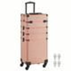 Valise de Maquillage Professionnel 4-en-1 - SONGMICS - XXL - Verrouillable - Roulettes à 360° - Doré Champagne