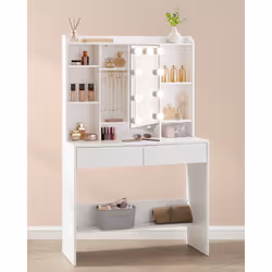 Description générale Cette coiffeuse élégante et spacieuse est conçue pour organiser et embellir votre routine de beauté. Dot ...