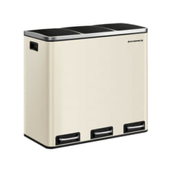 Songmics - Poubelle Cuisine, 3 x 18L, Poubelle de Tri, 3 Compartiments, Déchets, Compost, Couvercles à Fermeture en Douceur, Pédales, Seaux