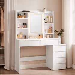 Description générale Cette coiffeuse moderne allie fonctionnalité et esthétique avec son design épuré. Elle comprend de nombr ...