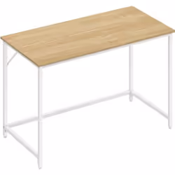 Bureau pour Bureau Chambre 60 x 120 x 76 cm Style Moderne Cadre en Métal Couleur Chêne Naturel et Blanc Perle