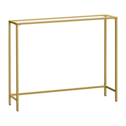Vasagle - Table Console, Table d'Entrée, Bout de Canapé, Dessus de Table en Verre Trempé, Montage Facile, Pieds Réglables, pour Salon, Entrée,