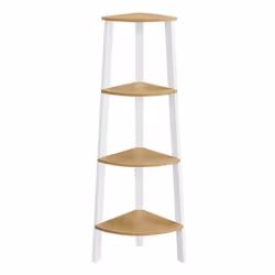 Vasagle LLS034Y70, Etagère d'angle, Autonome, Panneau aggloméré, Acier, Chêne, Blanc, Universel, 20 kg