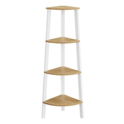 Vasagle LLS034Y70 étagères Etagère d'angle Autonome Panneau aggloméré, Acier Chêne, Blanc