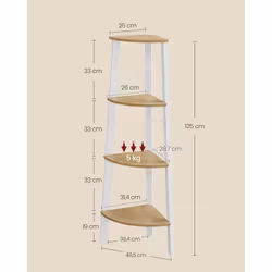 Vasagle LLS034Y70 étagères Etagère d'angle Autonome Panneau aggloméré, Acier Chêne, Blanc