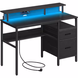 【AMBIANCE PERSONNALISÉE】 Ce bureau gaming est doté d'un éclairage LED intégré, vous offrant un choix de 20 couleurs, 6 modes  ...