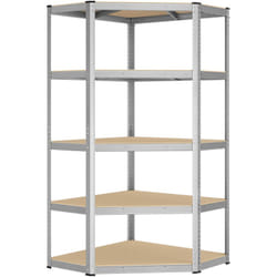 Songmics - tagères d'Angle à 5 Niveaux, Étagères de Rangement en Acier, Charge Lourde, Garage, Entrepôt, Capacité de Charge 875 kg, Argent et Beige