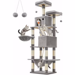 Description générale Cet arbre à chat de 206 cm est le refuge idéal pour vos félins, leur offrant des espaces pour jouer, se  ...