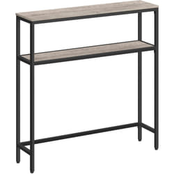 Console pour Couloir, Table de Salon Fine à 2 Niveaux, 20 x 80 x 80 cm, Table d’Appoint avec 2 Étagères, pour Salon, Chambre, Grège Chiné et Noir