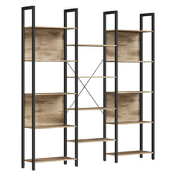 Bibliothèque, Étagère de Rangement, avec 14 Compartiments, Cadre en Métal, pour Salon, Bureau, Style Industriel, 24 x 158 x 166 cm, brown - Vasagle