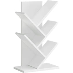 Bibliothèque Arbre, Bibliothèque sur Pied à 5 Niveaux, Étagère d'Angle Gain de Place, avec Étagères, pour Chambre, Salon, Bureau, Blanc Nuage