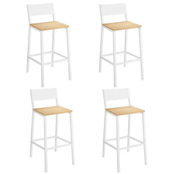 Vasagle - Tabourets de Bar, Lot de 4 Chaises de Bar, Sièges Cuisine, Salle à Manger, Bureau, Style Industriel, Blanc