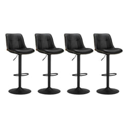 VASAGLE Tabourets de Bar, Lot de 4, Chaise de Cuisine, Siège Pivotant à Hauteur Réglable, Matelassé, en PU, avec Dossier et Repose-Pieds, Salle à