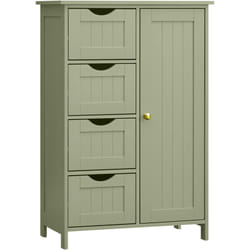 Vasagle - Meuble Salle de Bain Rangement, Armoire Gain de Place, Commode, avec 4 Tiroirs, Placard avec Porte, Étagère Réglable, 30 x 55 x 82 cm, Vert