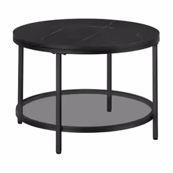 Description générale Découvrez une table basse au style moderne et minimaliste, dotée d'un plateau noir marbré et d'une éléga ...