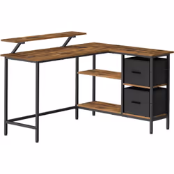 Description générale Ce bureau en forme de L, mesurant 105 x 135 x 89,5 cm, est conçu pour s'adapter à votre espace, que ce s ...