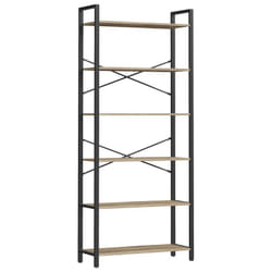 Vasagle - tagère de Rangement 6 Niveaux, Bibliothèque avec Cadre en Acier, Étagère sur Pieds pour Salon, Chambre, Bureau, 30 x 80 x 186 cm, Style