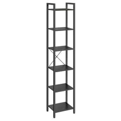 Tagère 6 Niveaux, Bibliothèque, Meuble de Rangement, pour Bureau, Salon, Chambre, 30 x 40 x 187,5 cm, Style Industriel, Noir Boisé et Noir - Vasagle