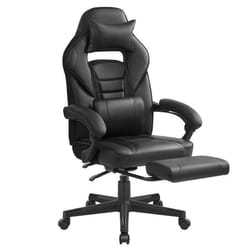 Fauteuil de Bureau Repose-pieds Télescopique Mécanisme à Bascule Appui-tête Support Lombaire Noir dEncre