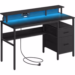 【AMBIANCE PERSONNALISÉE】 Ce bureau gaming est doté d'un éclairage LED intégré, vous offrant un choix de 20 couleurs, 6 modes  ...
