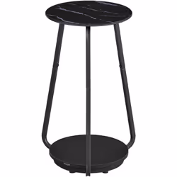 【STYLE MODERNE ET MINIMALISTE】 Un plateau en verre trempé noir marbré, une élégante étagère noire en panneaux d'aggloméré en ...