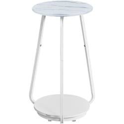 Vasagle - Table d'Appoint Ronde, Table de Chevet à 2 Niveaux, Guéridon avec Plateau en Verre et Étagère en Panneau d'aggloméré, pour Salon, Petits