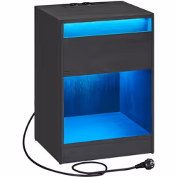 【DOUBLE BANDE LED】 Ambiancez votre pièce grâce aux 2 bandes LED intégrées à cette table de nuit. Grâce aux 25 couleurs, aux 6 ...