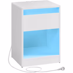 【DOUBLE BANDE LED】 Ambiancez votre pièce grâce aux 2 bandes LED intégrées à cette table de nuit. Grâce aux 25 couleurs, aux 6 ...