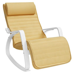 Songmics - Fauteuil à Bascule, avec Accoudoirs en Bois, Chaise d'Allaitement, Repose-Pieds Réglable en 5 Positions, Capacité 150 kg, pour Chambre,