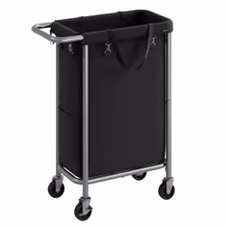 Panier à Linge sur Roulettes - SONGMICS - 90L - Doublure Amovible - Cadre en Acier - Noir d’Encre