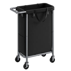 Panier à Linge sur Roulettes - SONGMICS - 90L - Doublure Amovible - Cadre en Acier - Noir d’Encre