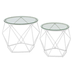 Vasagle - Table Basse Ronde, Lot de 2, Table d'Appoint, Bout de Canapé, Style Moderne, Plateau Amovible, Cadre en Acier, pour Salon, Gris Ardoise et