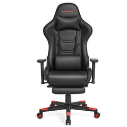 Songmics - Fauteuil Gaming, Chaise de Bureau Ergonomique, Pivotant, Dossier Inclinable, Accoudoirs 3D, Repose-Pieds, Support Lombaire, Appui-tête,
